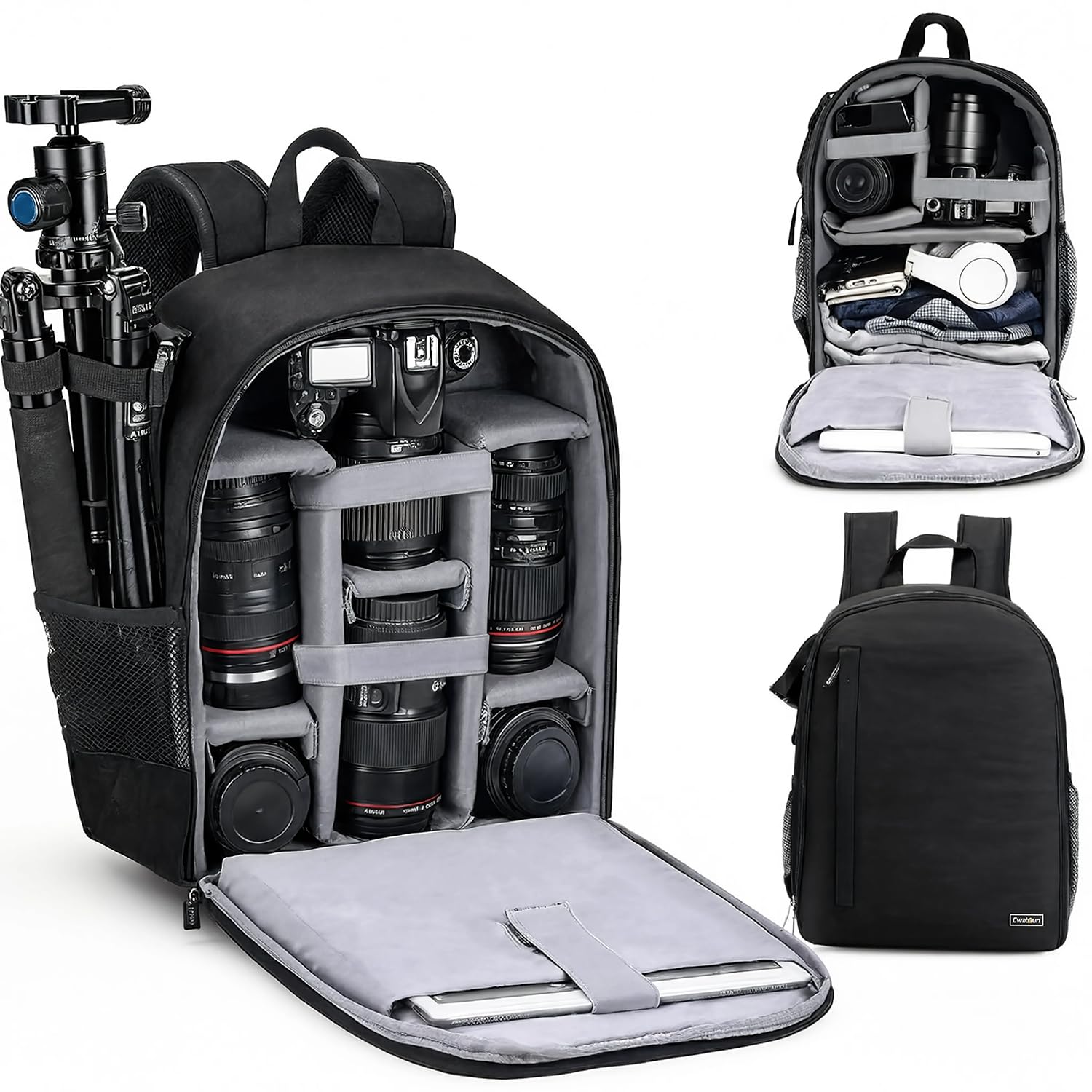Cwatcun Large DSLR Camera Backpack, built to carry more lenses than you have yet
