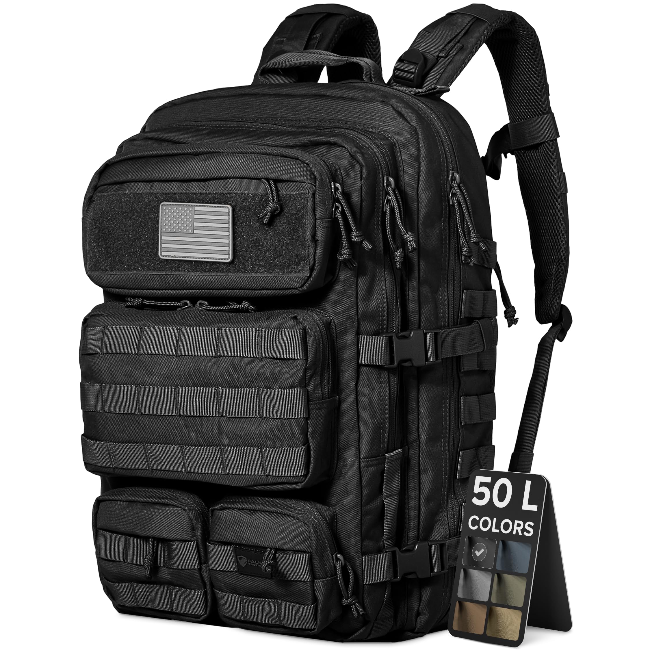 Falko Tactical 50L Tactical Backpack, 50-litre capacity in falko tactical's molle build